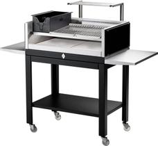 Parrilla Com Base Rodízios Grelha Uruguaia + Descanso + 2 Apoio Lateral HMD