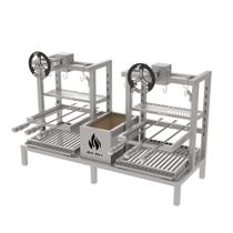 Parrilla Dupla de Alvenaria 118X45 Grelha Argentina Com Elevação e 6 Espetos Parrilla Dupla de Alvenaria 118X45 Grelha Argentina Com Elevação e 6 Espetos