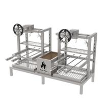 Parrilla Dupla de Alvenaria 118X45 Grelha Uruguaia Com Elevação e 6 Espetos Parrilla Dupla de Alvenaria 118X45 Grelha Uruguaia Com Elevação e 6 Espetos