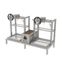 Parrilla Dupla de Alvenaria 118X45 Grelha Uruguaia Com Elevação