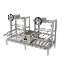 Parrilla Dupla de Alvenaria 118X45 Grelha Uruguaia e Argentina Com Elevação e 6 Espetos Parrilla Dupla de Alvenaria 118X45 Grelha Uruguaia e Argentina Com Elevação e 6 Espetos