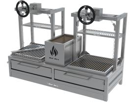 Parrilla Dupla de Bancada 118X45 com Grelha Elevatoria Argentina