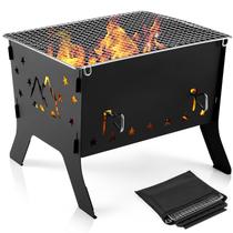 Parrilla Plegable de Carbón Odoland para Camping 31x25 cm Portátil