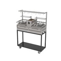 Parrilla Residencial Premium Dupla INOX 304 118 x 45cm Com Carrinho, Tendal e Espetos Parrilla Residencial Premium Dupla INOX 304 118 x 45cm Com Carrinho, Tendal e Espetos