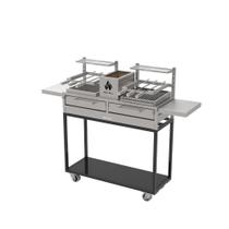 Parrilla Residencial Premium Dupla INOX 304 118x45 Com Carrinho, Mesa e Espetos Parrilla Residencial Premium Dupla INOX 304 118x45 Com Carrinho, Mesa e Espetos