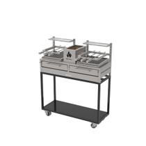 Parrilla Residencial Premium Dupla INOX 304 Carrinho 118 x 45cm Com Espetos Parrilla Residencial Premium Dupla INOX 304 Carrinho 118 x 45cm Com Espetos