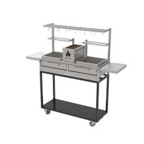 Parrilla Residencial Premium Dupla INOX 304 Carrinho Com Tendal 118 x 45cm Com Mesa Parrilla Residencial Premium Dupla INOX 304 Carrinho Com Tendal 118 x 45cm Com Mesa