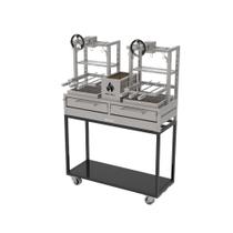 Parrilla Residencial Premium Dupla INOX 304 Carrinho Com Volante 118 x 45cm com Espetos Parrilla Residencial Premium Dupla INOX 304 Carrinho Com Volante 118 x 45cm com Espetos
