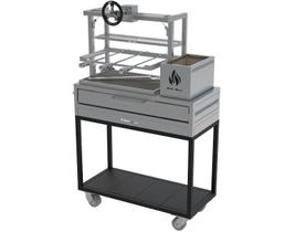 Parrilla Residencial Premium INOX 304 Carrinho 97 x 45cm Com Volante e Espetos Parrilla Residencial Premium INOX 304 Carrinho 97 x 45cm Com Volante e Espetos