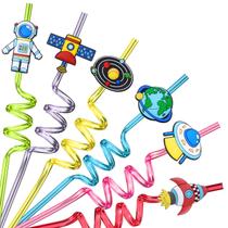 Party Favors Straws Outer Space Theme com escova de limpeza Party Favors Straws Outer Space Theme com escova de limpeza