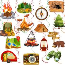 Party Hanging Swirls Happy Camper Camping Theme 36 unidades