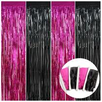 Party Streamers BEISHIDA, rosa choque, preto, 2 m x 1 m, pacote com 4