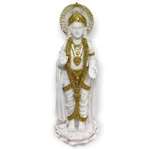 Parvati Na Flor De Lótus Em Pé 24 Cm Branca E Dourada