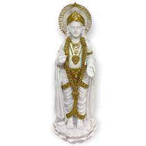 Parvati Na Flor De Lótus Em Pé 24 Cm Branca E Dourada