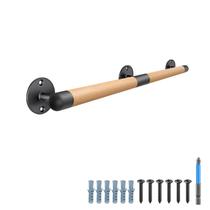 Pasamanos de Madera SELEWARE de 86 cm para Interior con Soportes Metálicos Pasamanos de Madera SELEWARE de 86 cm para Interior con Soportes Metálicos
