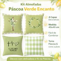 PÁSCOA! Kit 4 Capas Para Almofadas Páscoa Cristão Religiosa Fé Jesus Xadrez Verde Decoração PÁSCOA! Kit 4 Capas Para Almofadas Páscoa Cristão Religiosa Fé Jesus Xadrez Verde Decoração