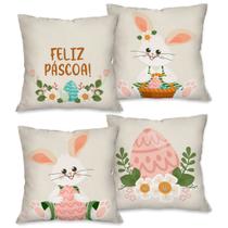 PÁSCOA! Kit com 4 Capas para Almofadas Decorativas Pascoal 45X45cm PÁSCOA! Kit com 4 Capas para Almofadas Decorativas Pascoal 45X45cm