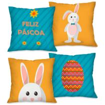 PÁSCOA! Kit com 4 Capas para Almofadas Decorativas Pascoal 45X45cm PÁSCOA! Kit com 4 Capas para Almofadas Decorativas Pascoal 45X45cm