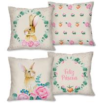 PÁSCOA! Kit com 4 Capas para Almofadas Decorativas Pascoal 45X45cm PÁSCOA! Kit com 4 Capas para Almofadas Decorativas Pascoal 45X45cm