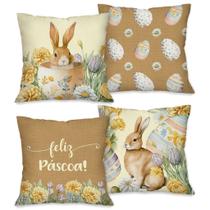 PÁSCOA! Kit com 4 Capas para Almofadas Decorativas Pascoal 45X45cm PÁSCOA! Kit com 4 Capas para Almofadas Decorativas Pascoal 45X45cm