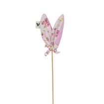 Páscoa Pick Pelúcia Orelha de Coelho Branco Com Estampa Floral Branco e Vermelho por dentro