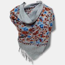Pashimina Cachecol Xale Echarpe Lisa com Bordados Florais