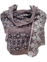 Pashimina Lenço Xale Echarpe Lisa Desenhos Geométricos Bordados