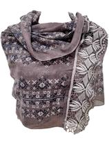 Pashimina Lenço Xale Echarpe Lisa Desenhos Geométricos Bordados