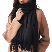 Pashmina Cachecol Scarf Xale Echarpe Lenço Longo Inverno Cor Preto - A.Cat