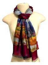 Pashmina Indiana Cachecol Lenço Echarpe Viscose Tema Cidade - Haneef Collections