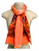 Pashmina Indiana Cachecol Lenço Echarpe Viscose Tema Cidade