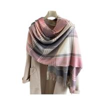 Pashmina Xadrez Quente De Caxemira, Xale Poncho, Cachecol De Inverno, Manta Estampada De Luxo,