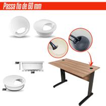 Passa Cabo 60mm Mesa Gamer Escritório Organizador Fios Escrivaninha