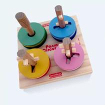 Passa círculos prancha educativa colorida de madeira