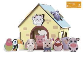 Passa Figuras Animais da Fazendinha Babebi Brinquedo Infantil de Encaixar