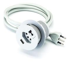 Passa Fio Mesa Computador Com Tomada E Usb Bancada Tv Home