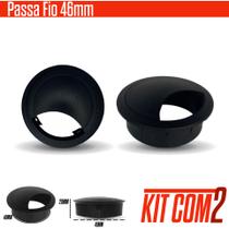 Passa Fio Redondo Preto 46mm para Mesa Kit com 2 Unidades Passa Fio Redondo Preto 46mm para Mesa Kit com 2 Unidades