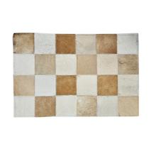 Passadeira Capacho 60x40cm Em Couro Bege Xadrez Quadriculado - Envio Imediato