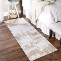 Passadeira Cozinha ou Quarto Beira Cama 0,65 x 2,00 Moderna Antiderrapante Pixel cor Bege