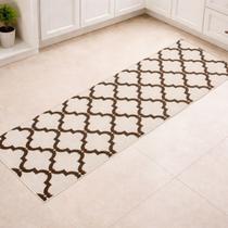 Passadeira de Cozinha Tapete Pia Jacquard Antiderrapante COR:MARROQUINO BEGE