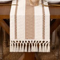 Passadeira de Mesa DeZerlor Boho Macramê 30 x 229 cm com Franjas