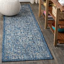 Passadeira JONATHAN Y SMB100B-210 67 x 305 cm azul-marinho e cinza