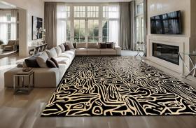 Passadeira Marbella Elite Cyclone Black Rupestre 060x120 cm - Antiderrapante, Lavável e Sofisticado