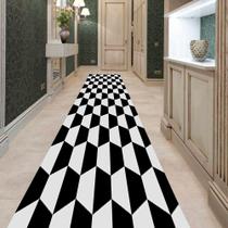 Passadeira Mosaico Prism Antiderrapante 66 x 240 cm Preto e Branco Casa Dona