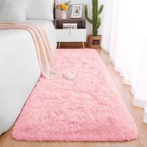 Passadeira Quarto Felpudo Peludo Rosa Bebe 60 X 180 Cm - Tapetes Saturs