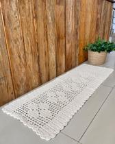 Passadeira Retangular 1,50mx52cm Avulsa 6 Rosas Crochê Artesanal