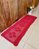 Passadeira Retangular 1,70mx52cm Avulsa 6 Rosas Crochê Artesanal