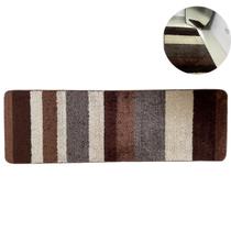 Passadeira Tapete Cor Listras Marrom Capuccino Decoração 0,66x2,00m Macio Confortável Charmoso Base Antiderrapante Pelo Curto