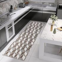 Passadeira Tapete De Cozinha Banheiro 130 X 45Cm Mosaico 3D - Renascence Têxtil