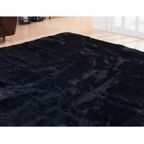 Passadeira Tapete Preto Liso Quarto e Sala Felpudo Pelo Macio 2,00 x 0,60